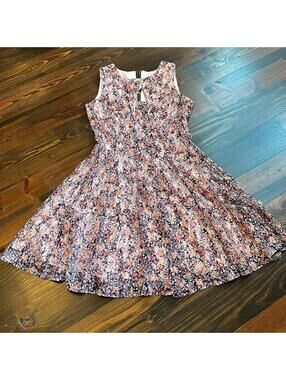DB Established | Women's Black & Pink Floral Sleeveless Dress | Size 8 | 0757